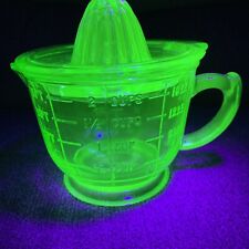 Vintage Green Uranium Depression Glass Measuring/Mixing Cup and Juicer picture