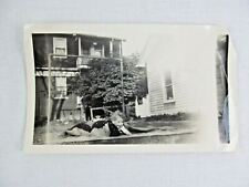 Child With Curly Hair On Blanket In Yard B&W Photograph 3.5 x 5.75 picture