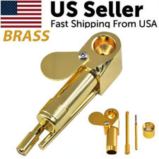 Brass Tobacco Smoking Pipe w/ Lid Bowl & Stash Storage Cylinder Chamber Metal US picture