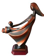 Herco Abstract Copper Toned Figural Statue Mother swinging daughter 11