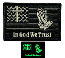 in God We Trust Praying Hand USA Flag Patch [Hook Fastener - Glow Dark picture