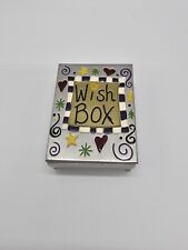 Silver Wish Box Metal Trinket Box Rectangle With Lid Heart Stars Footed  picture