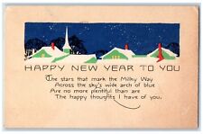 1917 Happy New Year Volland Arts Crafts Houses Winter Racine WI Antique Postcard picture
