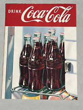 Vtg 1940's Coca Cola Coke Bottles Advertising Paper Poster Sign NOS? 24