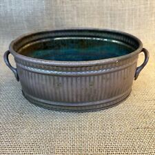 Vintage Copper? Brass? Planter Pot Oval With Handles Cottage Grandma Core picture