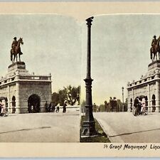 c1900s Chicago, IL Lincoln Park Grant Monument Bicycle Stereoview Illinois V36 picture
