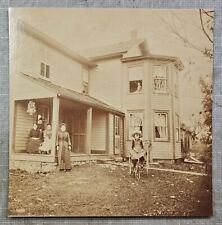 Girl with Velocipede, Card Mounted Photo, c. 1900 picture