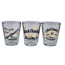 Jack Daniels Old No.7 Tennessee Whiskey Shot Glasses Set of 3 Old Sour Mash VTG picture