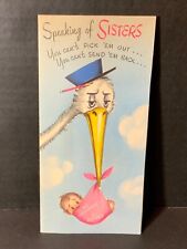 VTG 1957 Rust Craft Birthday Card Sister Stork With Baby Glitter M. Cooper? picture