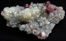STUNNING RED STILBITE AND POINTED APOPHYLLITE CRYSTALS ON CORAL CHALCEDONY FORMA picture