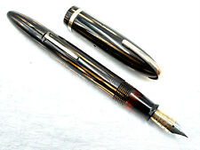 RESTORED c1940 SHEAFFER BALANCE 500 BROWN STRIATED MILITARY CLIP FOUNTAIN PEN picture
