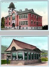 2 Postcards ASHLAND, OR Oregon EAST SCHOOL, Permanent Exhibit Building c1910s picture