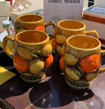 Inarco E3351 Fruit Basket Coffee Cup Mug Orange Spice Lemons Vintage Set of 4 picture