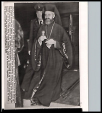 1959 CYPRIOT LEADER ARCHBISHOP MAKARIOS in LONDON PORTRAIT ORIG PRESS PHOTO 400 picture