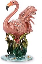 Bejeweled Enameled Animal Trinket Box/Figurine Gift Box - Mini Flamingo picture