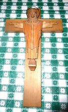 VINTAGE ANRI HAND CARVED CRUCIFIX 16 X 10 PAPER TAG picture