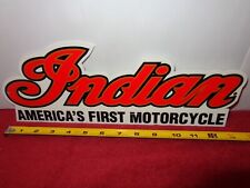 14 x 5 in INDIAN AMERICA`S FIRST MOTORCYCLE ADV. SIGN HEAVY DIE CUT METAL #Z 284 picture