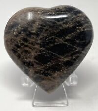 201g Black Moonstone Crystal Heart With Stand picture