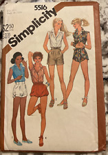 Vtg 1980's Simplicity Pattern 5516 Jr Teens Girl's Shirt & Shorts Set 9/10 UNCUT picture