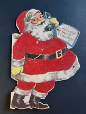 Whit Santa on Rotary Phone Vintage c1940's Felt Christmas Card/Tag picture