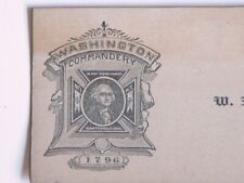 1800s Trade Card Washington Commandery 1796 Fraternal Parmelee Knights Templar  picture
