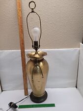 VINTAGE HAMMERED URN BRASS TABLE LAMP CHERRY WILDWOOD 3-WAY SWITCH picture