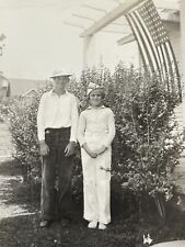 L2 Photograph Boy Girl Brother Sister Sibling Flag July 4th 1935 Portrait picture