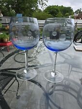 Waterford Marquis Crystal Polka Dot Blue Wine Glasses Set Of 2  picture