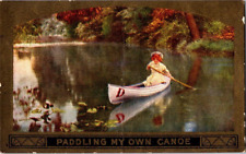 c.1909 Postcard Paddling My Own Canoe Conotton Ohio picture