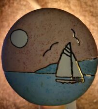 Southwest Nautical Style Ceramic Sailboat Matte Gold Trim Nightlight picture