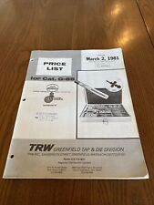 Vintage March 1981 TRW Greenfield Tap & Die Division Price List Catalog 35 Pages picture