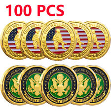 100PCS US ARMY VETERAN Proudly Served Military Commemorative Challenge Coin Gift picture