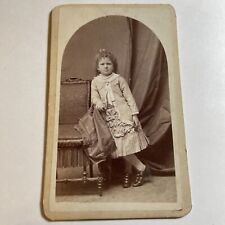 CDV 1870 S.F. CA, LITTLE GIRL CURLY LONG HAIR,RUFFLED DRESS JACKET,BUTTON SHOES picture