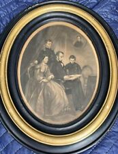 COLLECTIBLE 1863 ANTIQUE LITHOGRAPH OF PRESIDENT ABRAHAM LINCOLN AND FAMILY picture