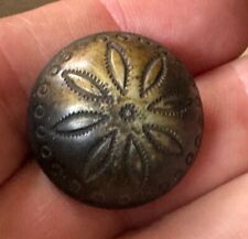Large Antique Stamped Silver Button 1 Inch picture