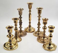 Vintage Lot of 7 Mixed Solid Brass Candlestick Holders. Pre-Owned, Nice picture