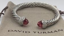 David Yurman 925 Silver 7mm Candy Pink Tourmaline & Diamond Bracelet Medium picture