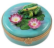 Rochard Limoges Frog on Monet Water Lilies Trinket Box picture
