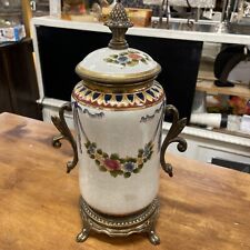 Hand Painted Porcelain Urn With Brass picture
