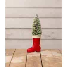 NEW 2024 Bethany Lowe Christmas Santa Boot with Bottle Brush Tree Medium LC3429 picture