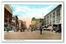 c1920's Woodward Avenue Trolley Train Cars Detroit Michigan MI Vintage Postcard picture