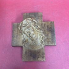 German Carved Wood Jesus' Head Crucifix, Oberammergau, A. Zwink, Holzbildhauerei picture