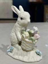 Beautiful Lenox Easter Bunny Basket Of Tulips Flowers picture