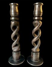 2 Barley Twist Candlesticks, Hand Carved, Antique picture