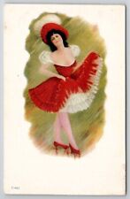 H.M. Pollock Artist Signed Showgirl Dancer Chorus Girl Can-Can  Postcard G28 picture