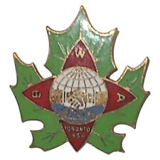 1958 Baptist World Alliance Youth Maple Leaf Insignia Pin Badge Toronto 1-3/8