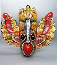 Sri Lankan Handmade/Painted Wood Traditional Garuda -Bird God Mask Sculpture 11