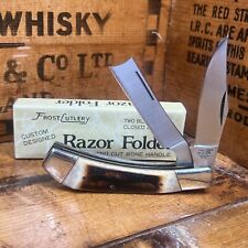 Vintage New in Box Frost Cutlery Razor Folder Second 2nd Cut Bone Handle 2 Blade picture
