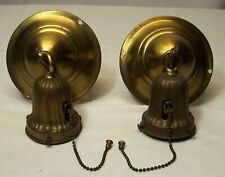 Antique Sconce Pair Vtg Ceiling Light Fixture Brass Switch Art Rewired USA #F25 picture