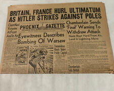 Original Phoenix Gazette Newspaper September 1, 1939. picture